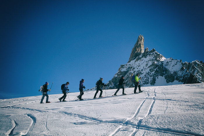 Sul ghiacciaio del Monte Bianco in cordata