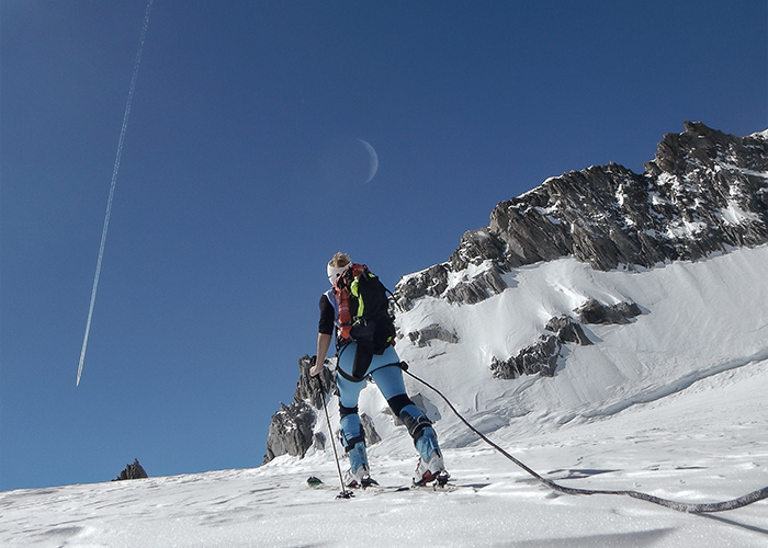 scialpinista in quota in Valle d'Aosta